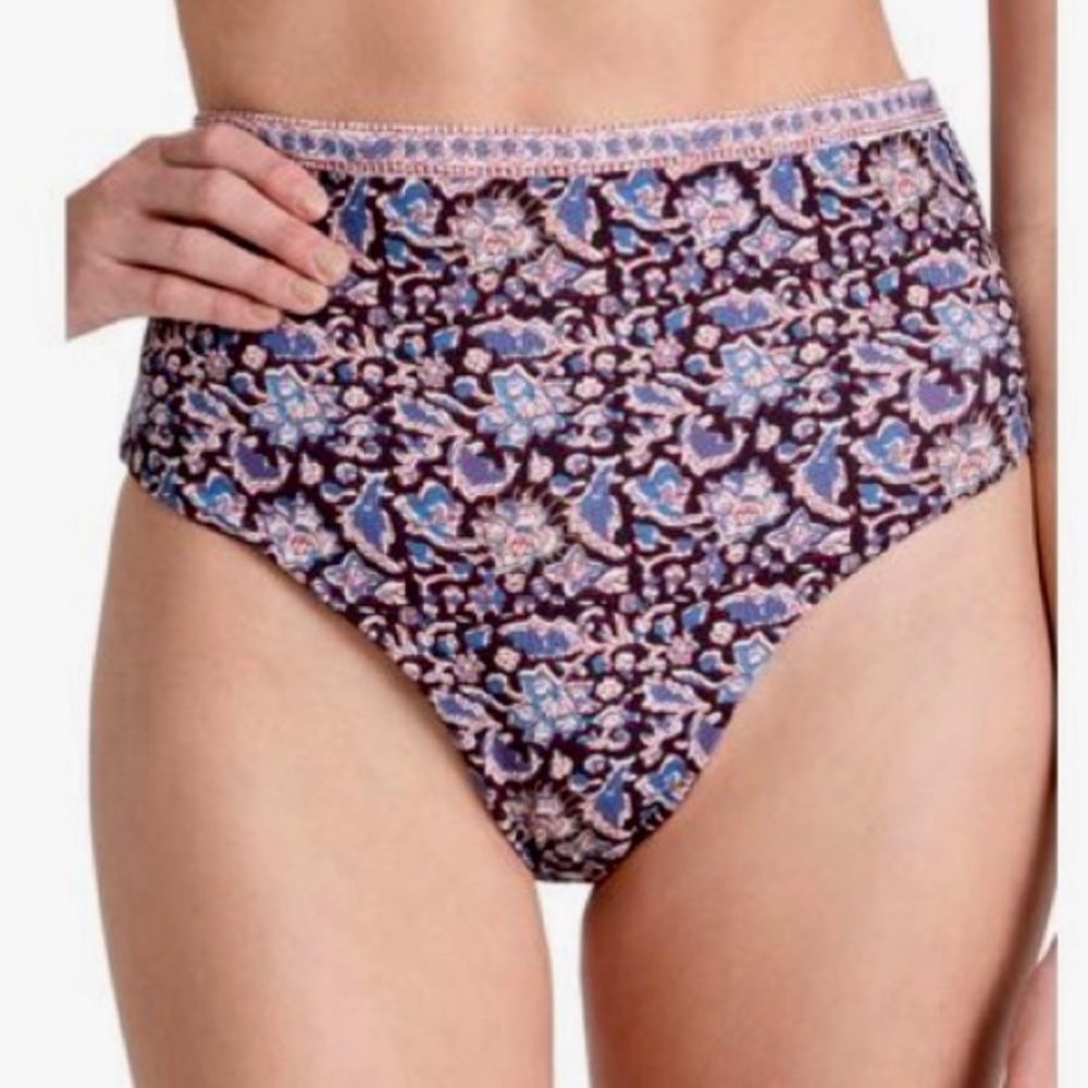 See New York, Amaki Border High-Waisted Bikini Bottom in lilac